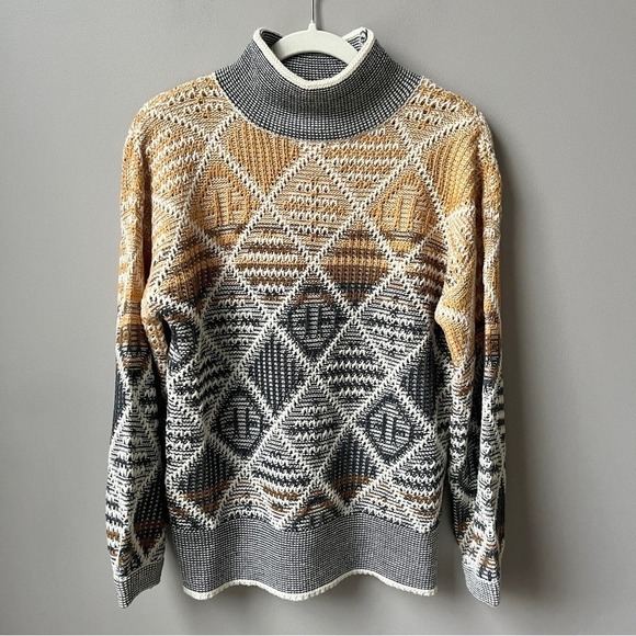 Hem & Thread Sweaters - Hem & Thread Sweater Women's Small Nordic Cozy Knit Cream Golden Yellow Lodge